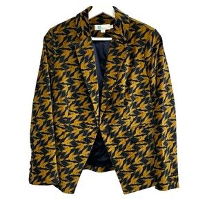 Boden Marigold Gold Bird Luxe Velvet Tailored Blazer Eclectic Maximalist 4P